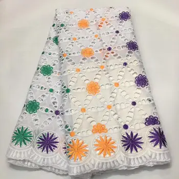 

Latest African Cotton Lace Fabric 2019 High Quality Nigerian French Pure Cotton Embroidery Swiss voile Lace Fabrics 5Yard