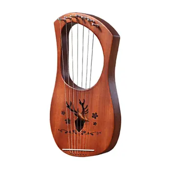 

Portable Size Natural Wood 7 Strings Lyre Harp Musical Stringed Instruments for Learner Beginner Gift