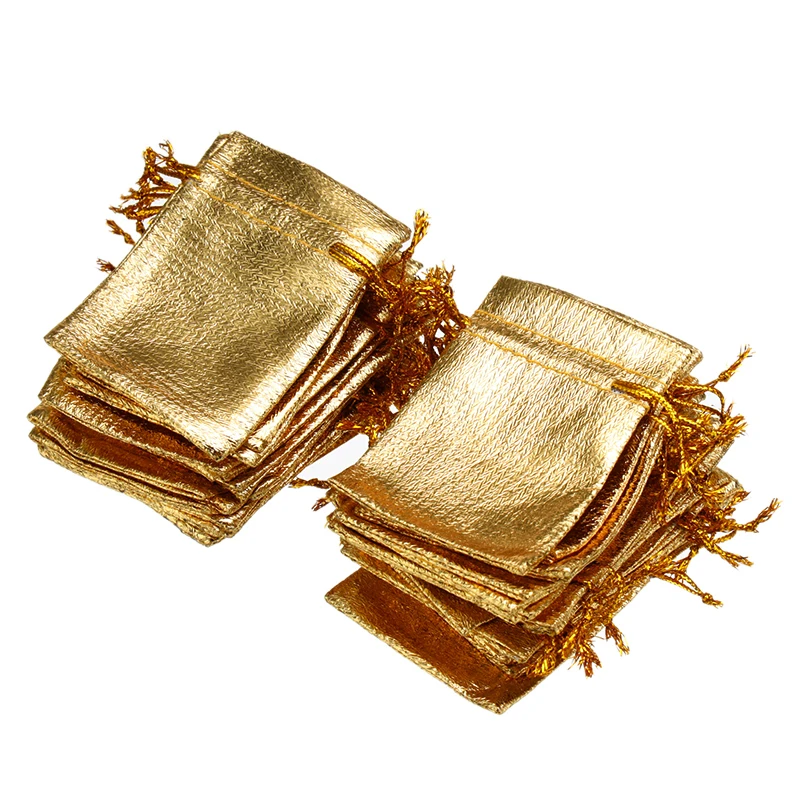 

50pcs/set Jewelry Packaging Bags Silver Gold Color Adjustable Drawstring Velvet Bag For Wedding Gift Pouches 5x7cm 7x9cm 9x12cm