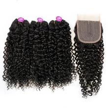 Hair-Weave-Bundle Closure Malaysianwater-Wave with 18-20-U-Type