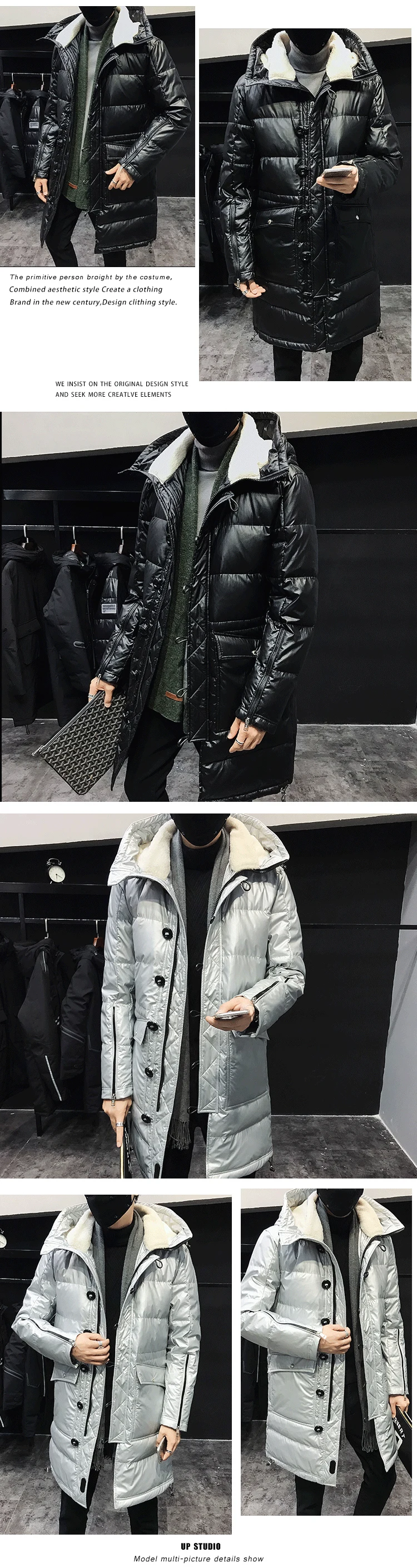 Winter Down Jacket Men's Warm Thick Fashion Parka Men Solid Color Casual Hooded Coat Man Wild Loose Cotton Long Jacket Male