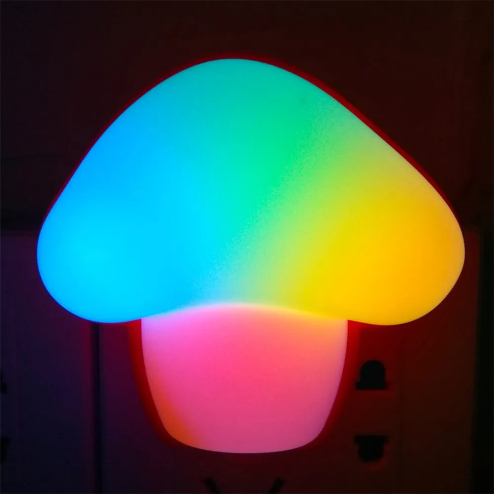 

Mushroom Colorful LED Light Plug-in Night Light Home Bedroom Hallway Switch Wall Lamp EU or US plug