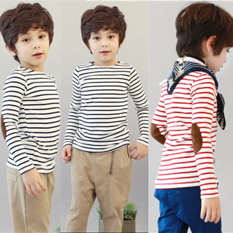 Детская футболка в полоску с длинными рукавами для мальчиков и девочек; сезон весна-осень джемпер Детские однотонные хлопковые топы; футболки; повседневная одежда