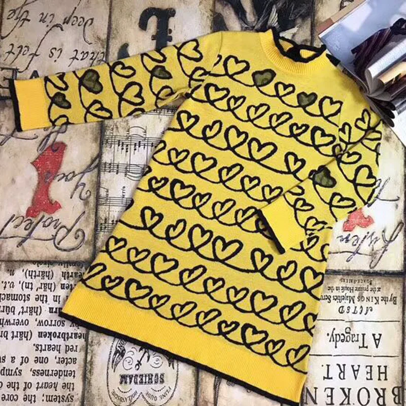 Micosoni/Высококачественная Женская Осенняя Новинка года; шерстяное жаккардовое ажурное Элегантное трикотажное платье-свитер с длинными рукавами синего и желтого цвета - Цвет: Цвет: желтый