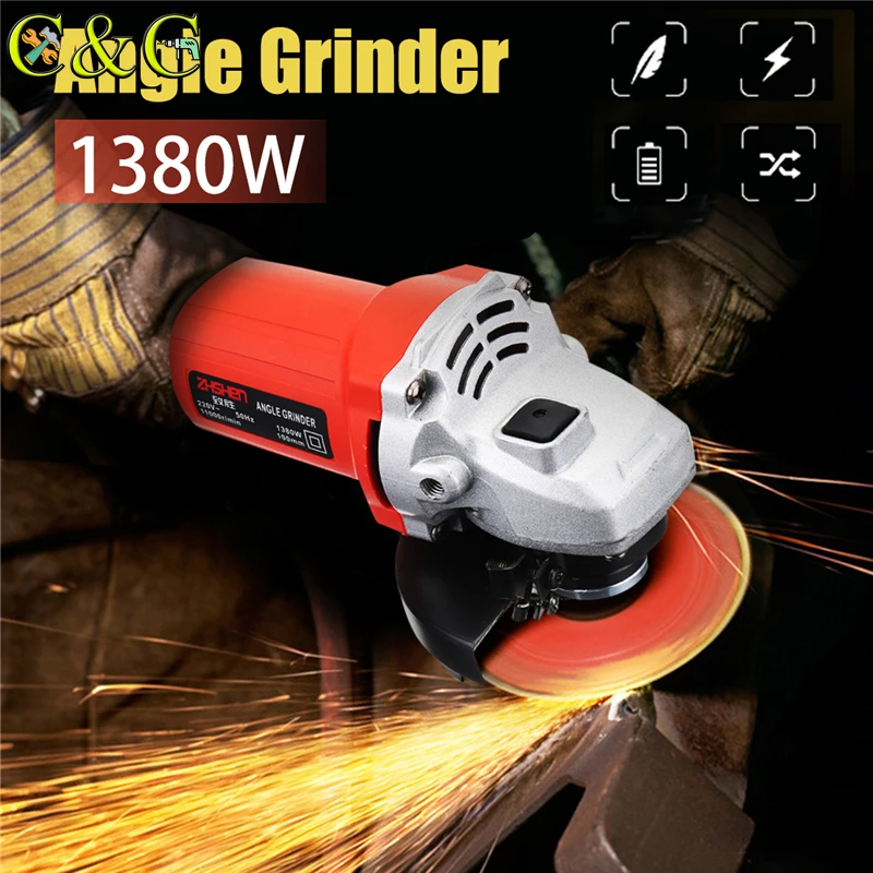 

1380W Large Angle Grinder Electric Angle Grinding Cutter Cut Off Polishing Sanding Grinding Power Tool 11000 rpm