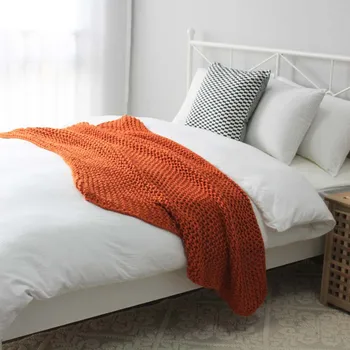 

Nordic Style Knitted Leisure Soft Blanket American Style Blanket Knitted Bed Breathable Knitting Blanket Hotel Use Sofa Bed