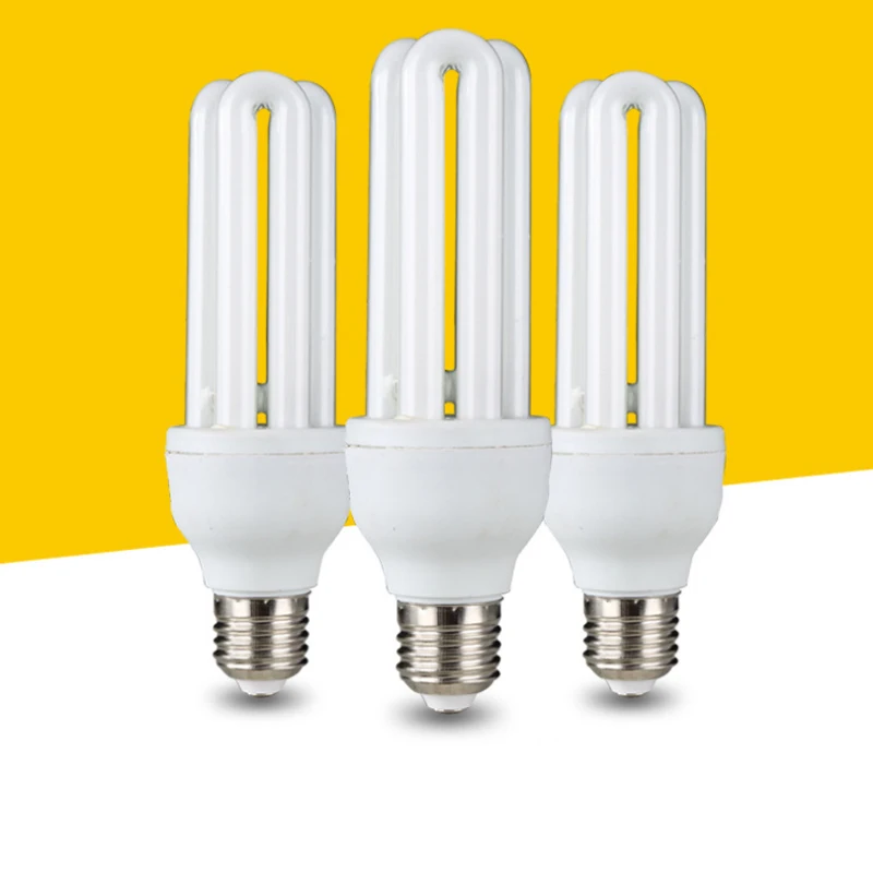 E27 u-образная три основных цвета энергосберегающая лампа супер яркая 3U спиральная