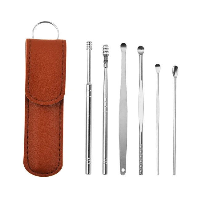 6PCS Ear Cleaner Wax Removal Tool Earpick Sticks Earwax Remover Curette Ear Pick Cleaning Ear Cleanser Spoon Health Care Earpick 03