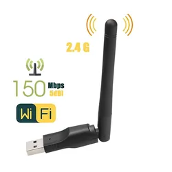 Adaptateur WIFI USB 150 sans fil MT7601, 2.0 Mbps, carte réseau, 802.11 B/g/n LAN, avec antenne rotative 