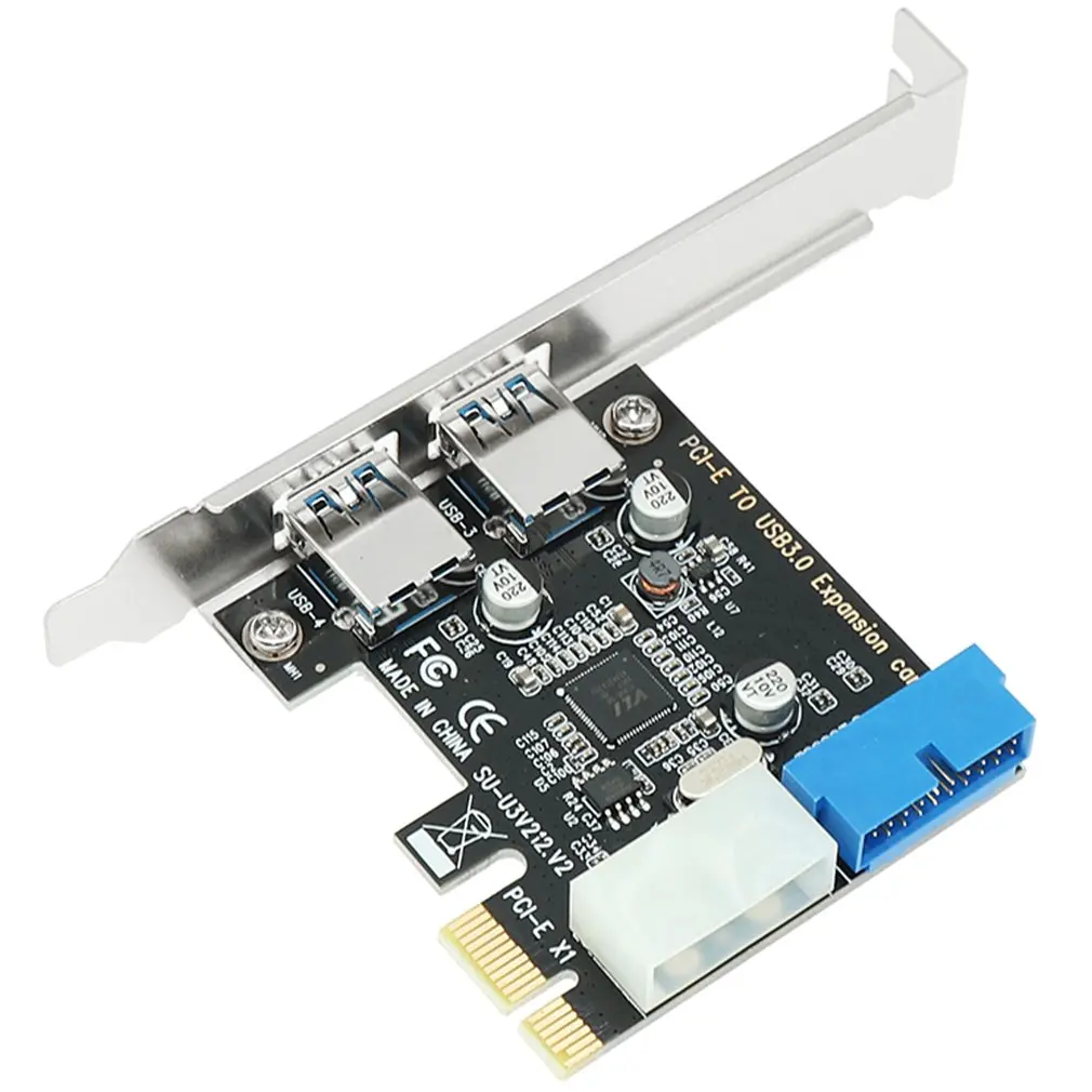Adaptador de tarjeta de expansión USB 3,0 PCI-E, 2 puertos USB 3,0, 19 pines, cabezal USB 3 A PCIE, tarjeta adaptadora PCI express
