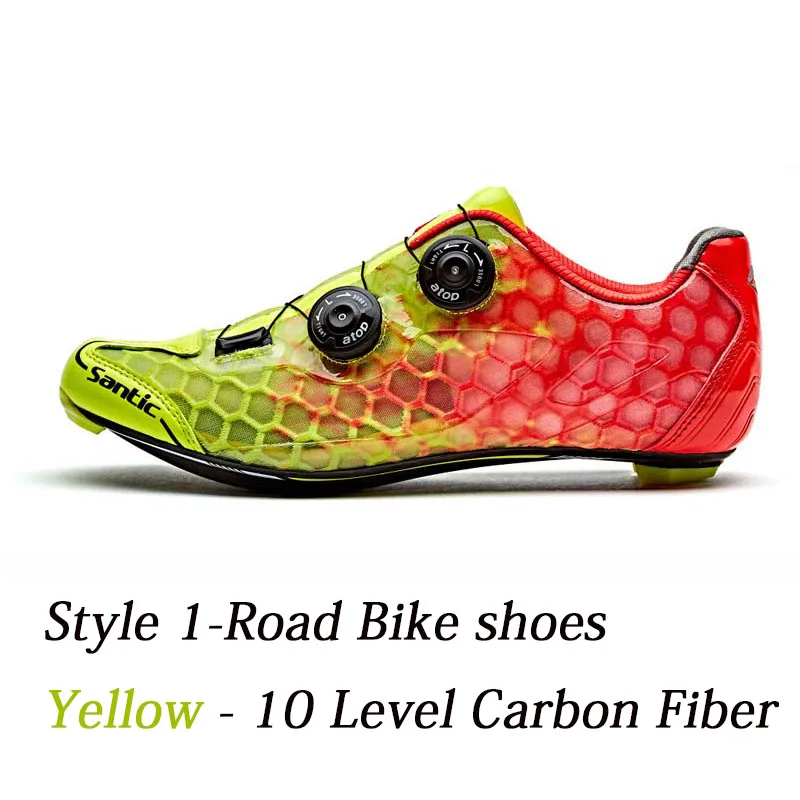Style 1-Yellow Новая обувь SANTIC, 5 стилей, Мужская велосипедная обувь, профессиональная, MTB, Шоссейная, велосипедная, самоблокирующаяся обувь, подошва из углеродного волокна, Ультралегкая, дышащая, Экипировка для мужчин - Цвет: Style 1-Yellow