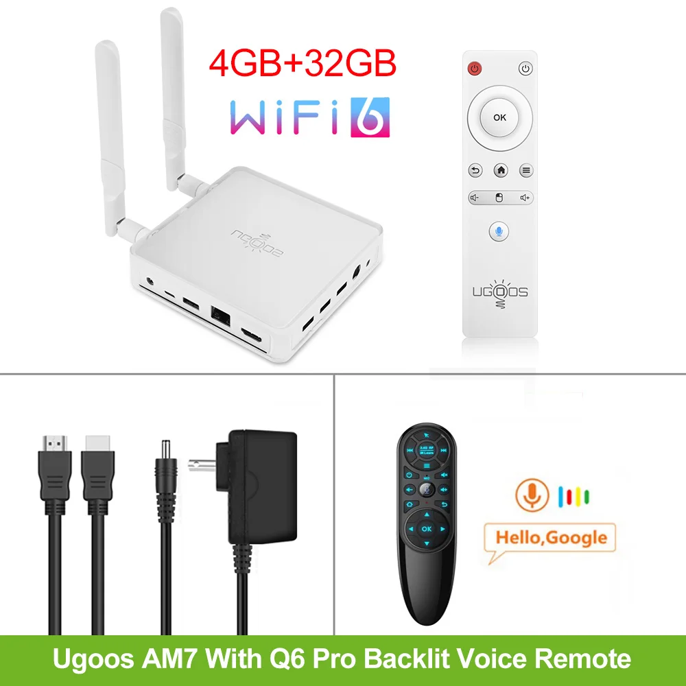 UGOOS AM7 TV BOX Android 11 Amlogic S905X4 DDR4 4GB RAM 32GB ROM Support AV1 CEC HDR WiFi6 1000M BT5.0 OTT 4K TVBOX Set top box 