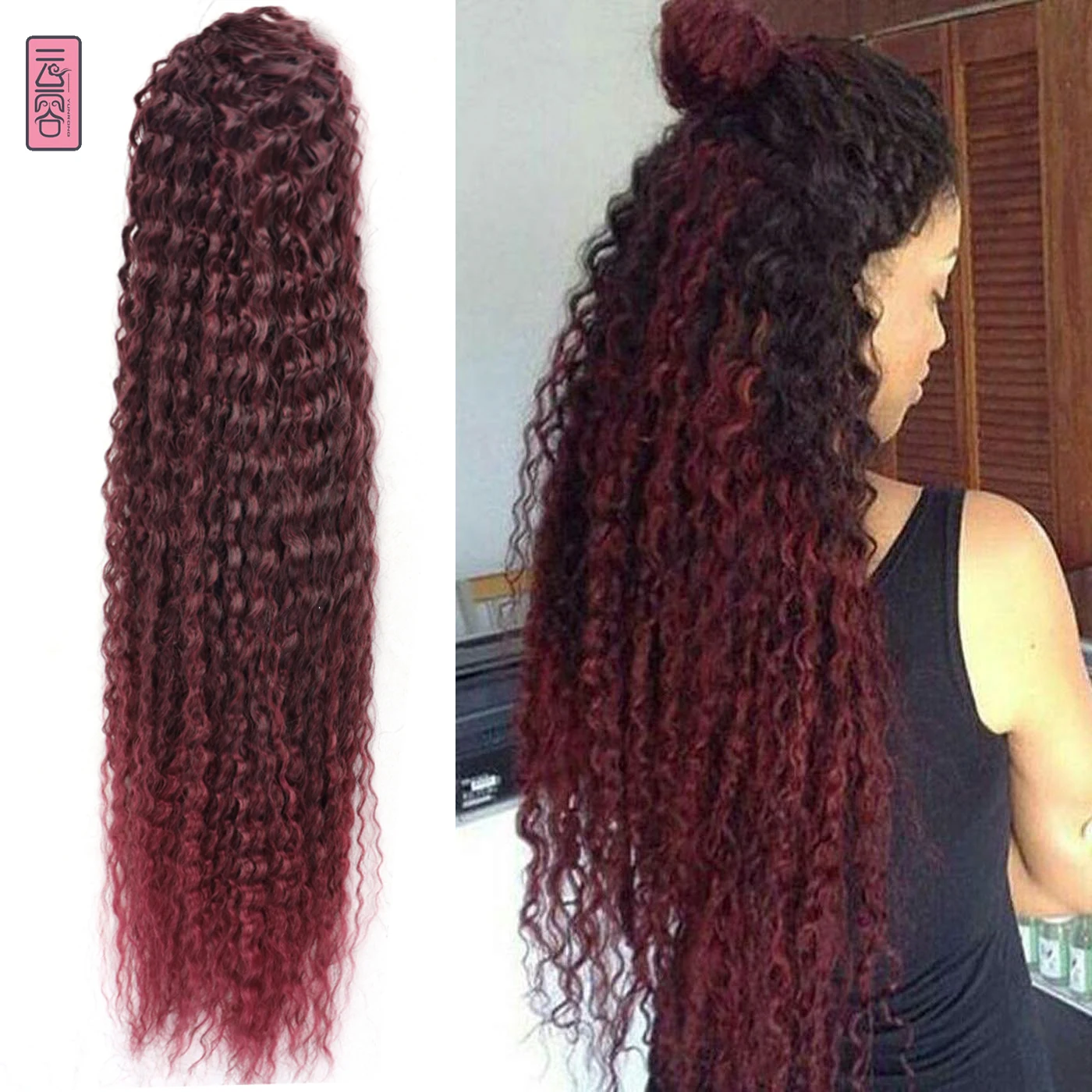 Synthetic Yaki Brazilian Braiding Curly Crochet Hair Marly Braids Afro Kinky Curly Bundle Deep Water Wave YunRong yunrong bone straight hair bundles 1b 30inches synthetic weft bulk for women straight hair full to end