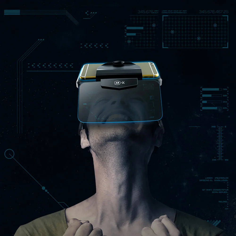 AR-X AR Smart Glasses Enhanced 3D VR Glasses Headphones Virtual Reality Helmet VR Headset For 4.7-6.0 Inches Smartphone