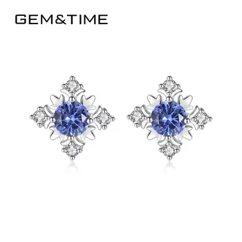

Gem&Time Creat Snowflake Sapphire Stud Earrings Sterling Silver 925 Gemstone Earrings For Women Jewelry Brincos Para As Mulheres