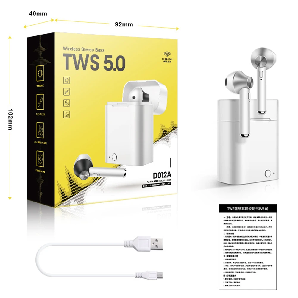 Bluetooth Earphone Stereo Wireless Headphones Running Sport Bass Headset With Mic Charging For Iphone Xiaomi Huawei Mobile Phone