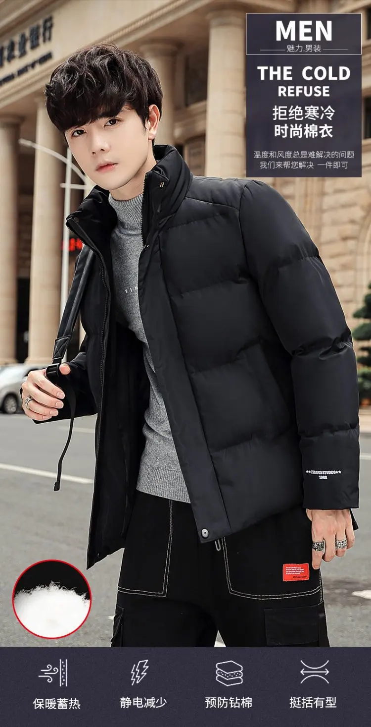 black parka Parka Men 2021 Winter Padded Jacket Men's Korean Style Slim Thick Short Jacket Fashion Down Padded Jacket Men's Winter Jacket long parka