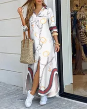 Robe Longue de Rue pour Femme, Vêtement de Style Chemise à Boutons, à la Mode, Décontracté, de Grande Taille, pour la Maison 