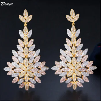 

Donia Jewelry Europe and the Middle East fashion copper inlaid AAA zircon earrings tri-color electroplating process ear jewelry