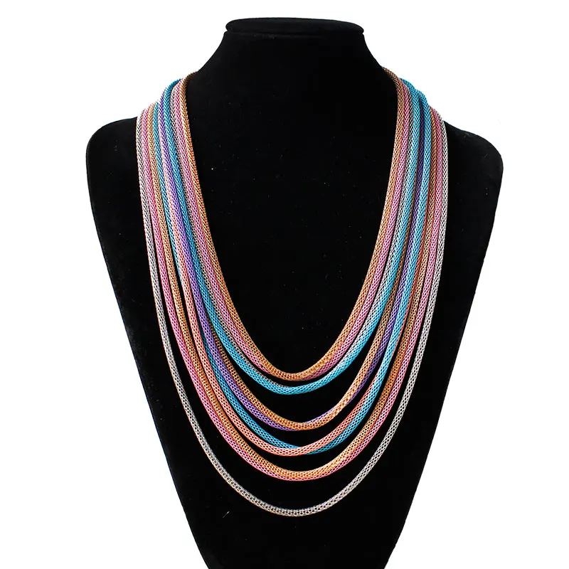 ELIfashion Grid Zinc Alloy Chain Necklace Trendy Fashion Unique Design