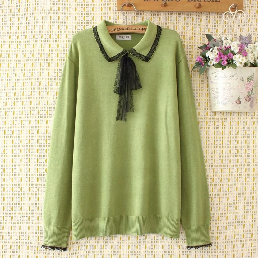 

Plus Size Women Shirts with Edge Bow Reef Winter Long Mouths Trunks Grey Black Tops