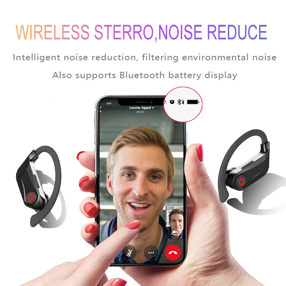 HBQ PRO TWS Wireless Earphone Bluetooth 5.0 Stereo Sport Headphones Case 950mah Waterproof Ear Hook Headsets MIC PK Q32 Q62