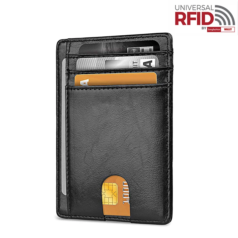 Black B Мужской кошелек из натуральной кожи, RFID, противоугонная кисть, твердый Кошелек для монет из воловьей кожи, много карт, держатель для карт - Цвет: Black B