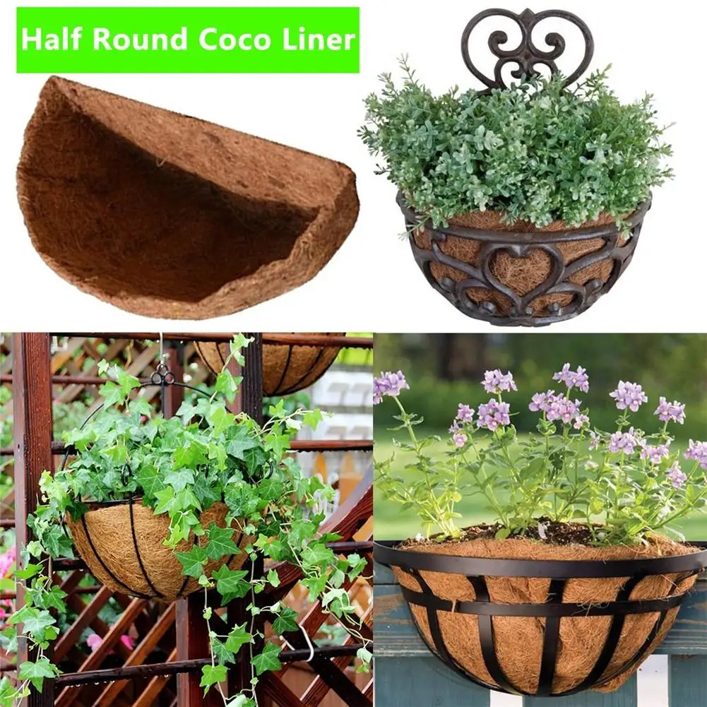 Hanging Coco Baskets Liners Half Round Coconut Planter Vegetable Pot Liners for Wall Hanging Baskets Garden Decor