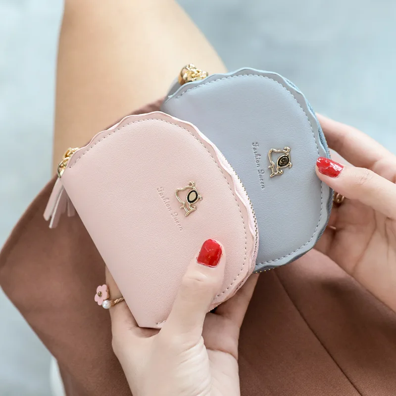 

Amoy Printed Leather Goods * Compact Wallet Women's South Korea Cute Cool Mini Card Bit More Hipster Simple Card Clamp