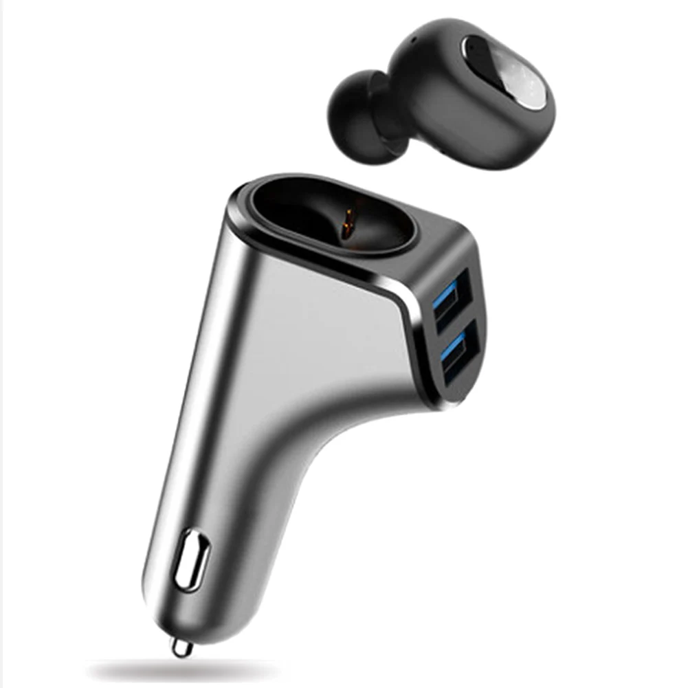 

Wireless Bluetooth Headset Car Charger Earbud type Multi-function Dual USB OUJ99