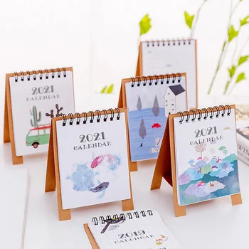 

2021 Cute fresh Flamingo cactus cat small Desktop Paper Calendar dual Daily Scheduler Table Planner Yearly Agenda Organizer