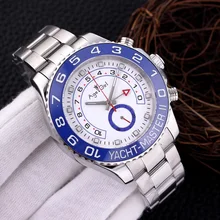 Роскошные брендовые Новые Мужские автоматические механические часы GMT II Светящийся синий керамический ободок серебро Сапфировая роза золото 116680 яхта Спорт