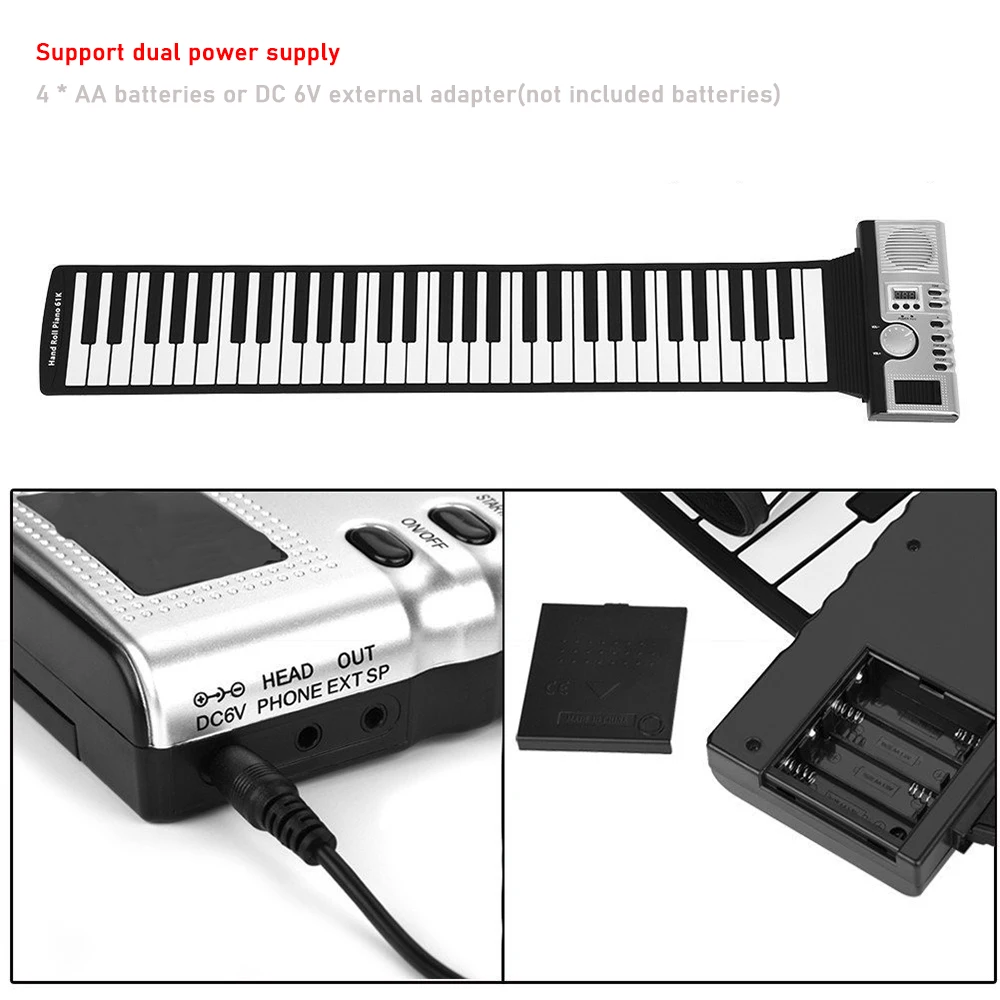 Flexible Silicone Roll Up Keyboard 88 Keys USB Portable Foldable