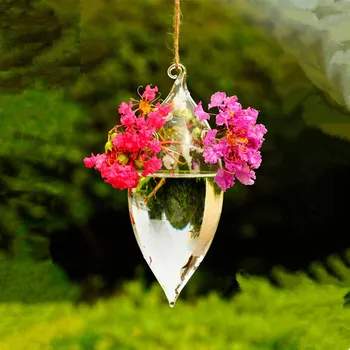 

Free Shipping 8*18cm Conical Shaped Hanging Glass Terrarium VaseHome Decoration Diameter=8cm Height=18cm Friend Birthday Gift