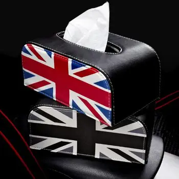 

Auto Interior PU Leather Car Tissue Napkin Box Bag Package Armrest Box Storage Fit For Mini Cooper