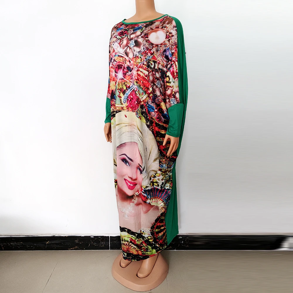 Vetement Femme 2021 African Dresses For Women Beauty Print Colorful Elegant Nigeria Long Robe Sexy Daily Bazin Party Casual african fashion designers