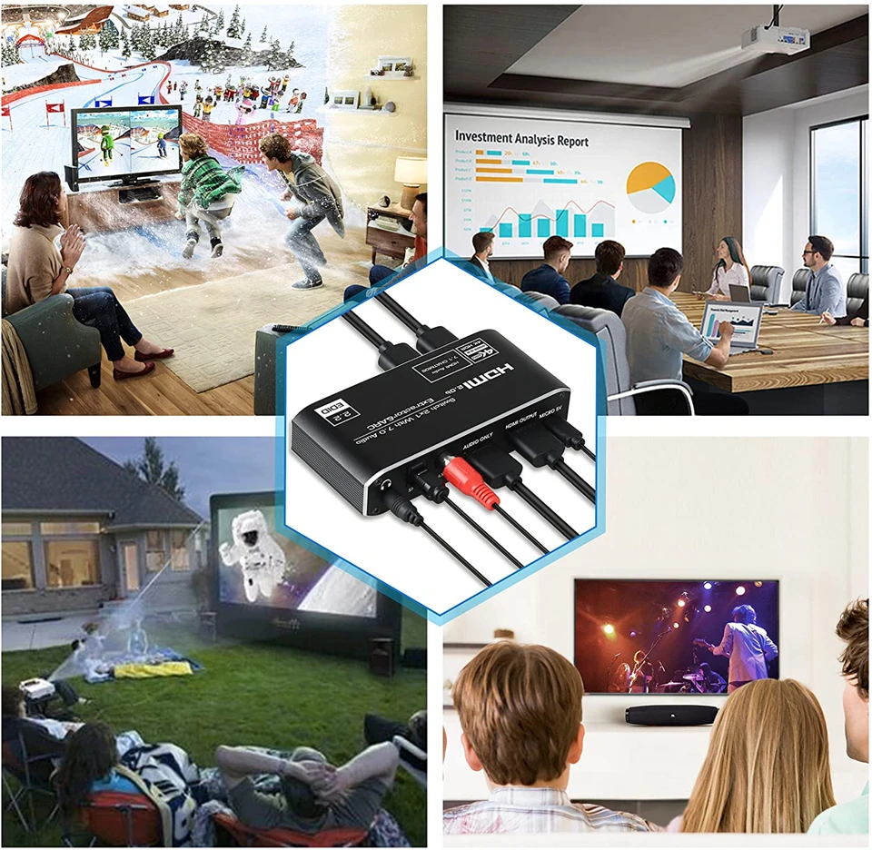 2x1 4K 120Hz HDMI Switch eARC Audio Extractor ARC & Optical Toslink HDMI 2.0 Swi