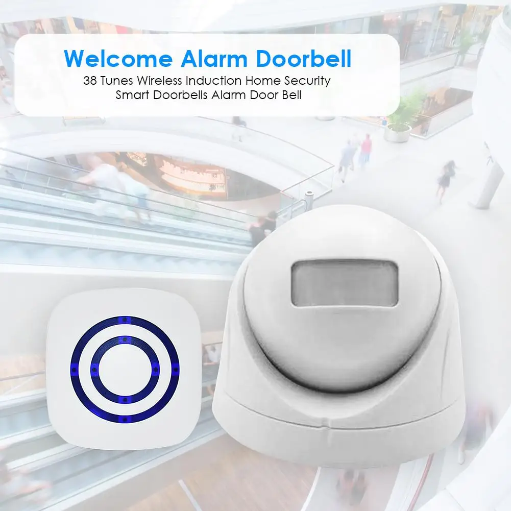 

Waterproof 38 Songs Wireless Sensor Doorbell ABS Smart Door Welcome Chime Bell for Alarm System Protection Home Security