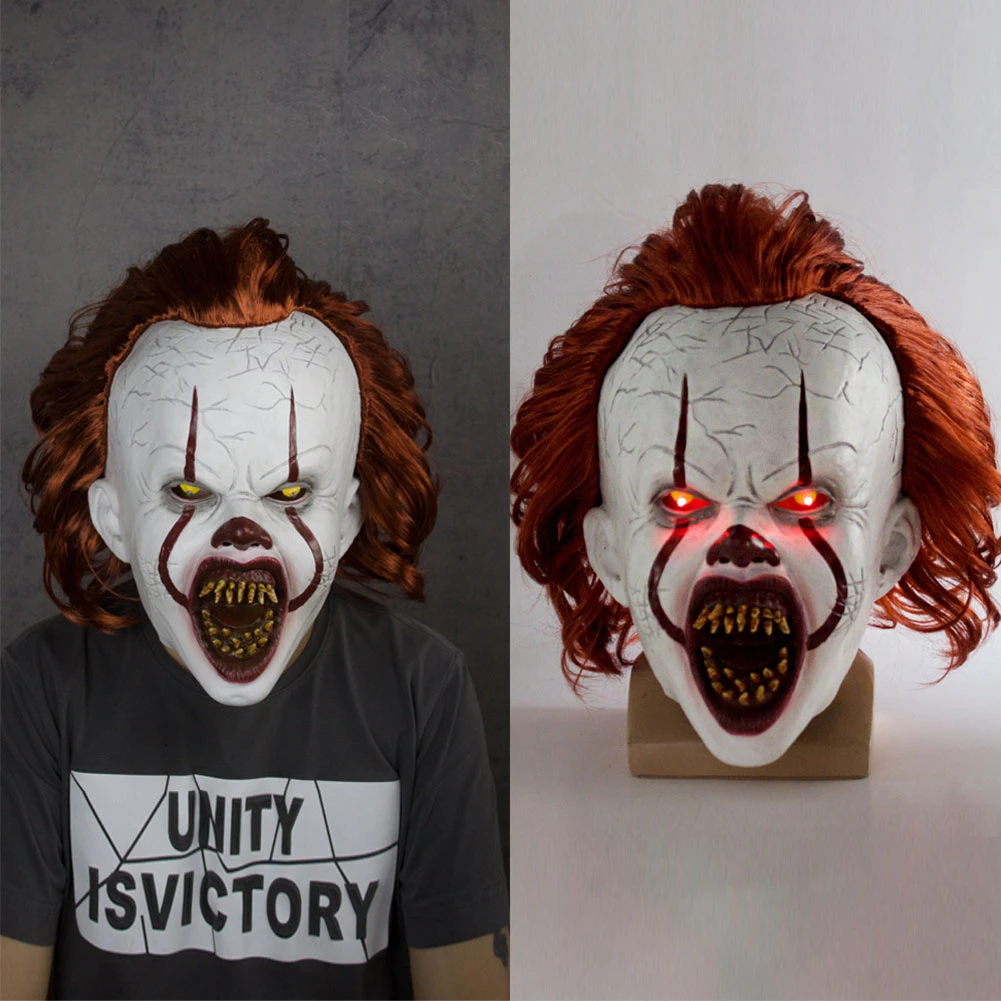Хэллоуин ужас одежда для клоуна маска на Хэллоуин вечеринку Карнавал косплей страшное полное лицо клоун маска реквизит реалистичный Латекс маски