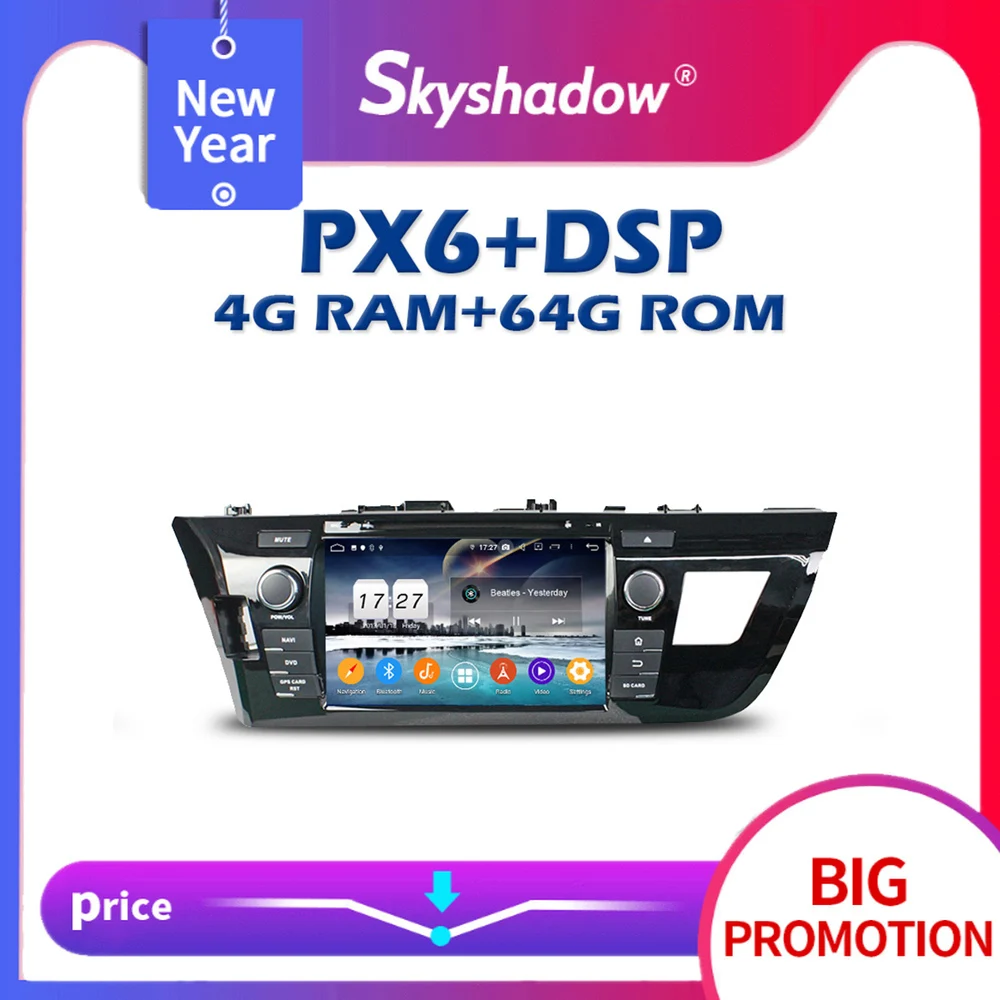 Автомобильный DVD плеер PX6 DSP IPS TDA7851 Android 10 4 Гб + 64 ГБ Wi Fi Bluetooth 5 0 радио GPS Google map для Toyota