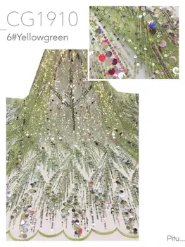 

2020 green gold Latest French Nigerian Laces Fabrics High Quality Tulle African Laces Fabric Wedding African French Tulle Lace
