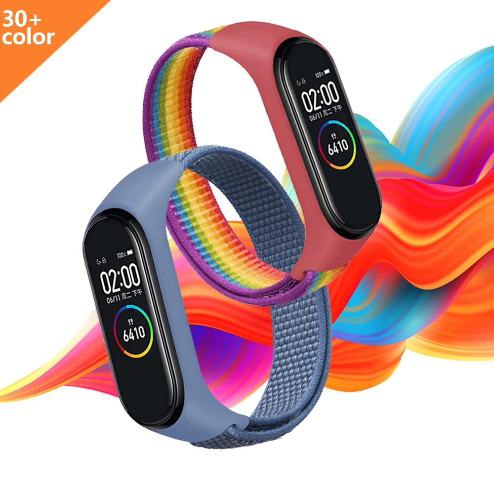 Ремешок нейлоновый для Xiaomi Mi Band 5 4 3 сменный спортивный Воздухопроницаемый браслет Band5 30 цветов|Ремешки