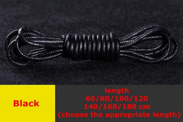 1 Pair Round Shoelaces Classic High Quality Waxed Cotton Waterproof Shoe Laces Outdoor Leisure Leather Shoelace black