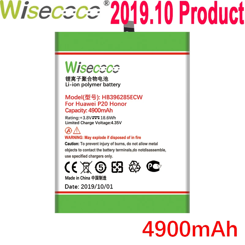 Wisecoco 4900mAh HB396285ECW Battery For Huawei P20 For Honor 10 COL-AL00 COL-AL10 COL-TL00 COL-TL10 COL-L29 Phone+Tracking Code