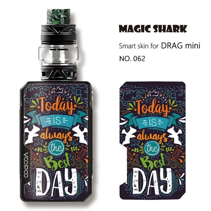 Магическая Акула классический мотоциклетный Череп Военный ПВХ Bumpy Vape пленка кожаный чехол Pod наклейка для Voopoo Drag Mini E Cigar - Цвет: 062