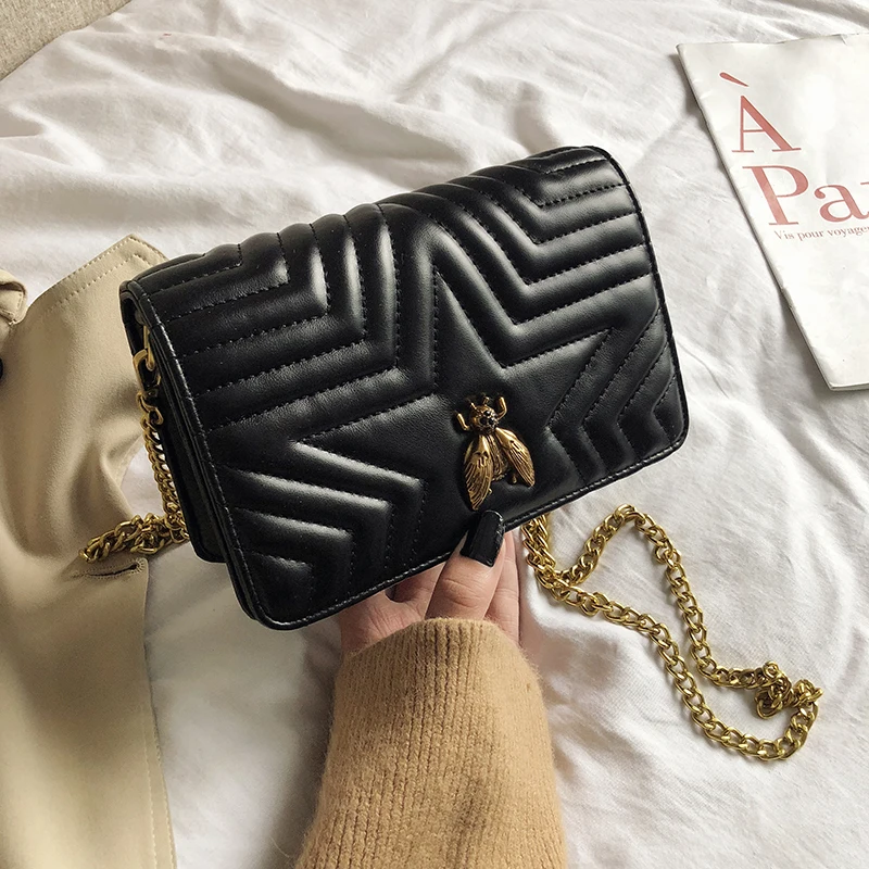 

2020 Messenger Bags New Fashion Embroidered Textured Women's Bags High Quality PU Shoulder Bags Chain Small Square Bags