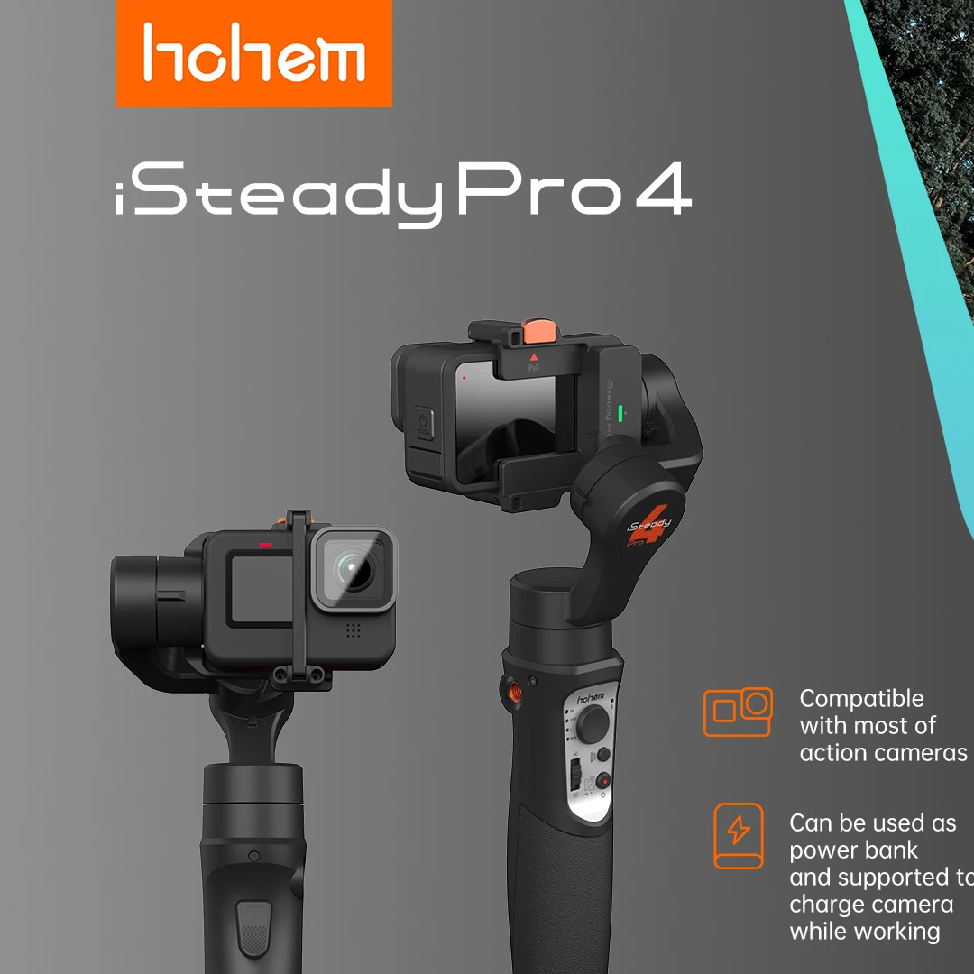 Gimbal stabilisateur Hohem iSteady Pro 4 vert pour smartphone, posé sur une surface