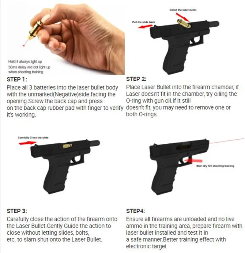 9*19mm Laser Training Bullet Trainer Cartridge for Glock 17 Dry Fire Training Shooting Simulation Tactical Collimator Red Dot