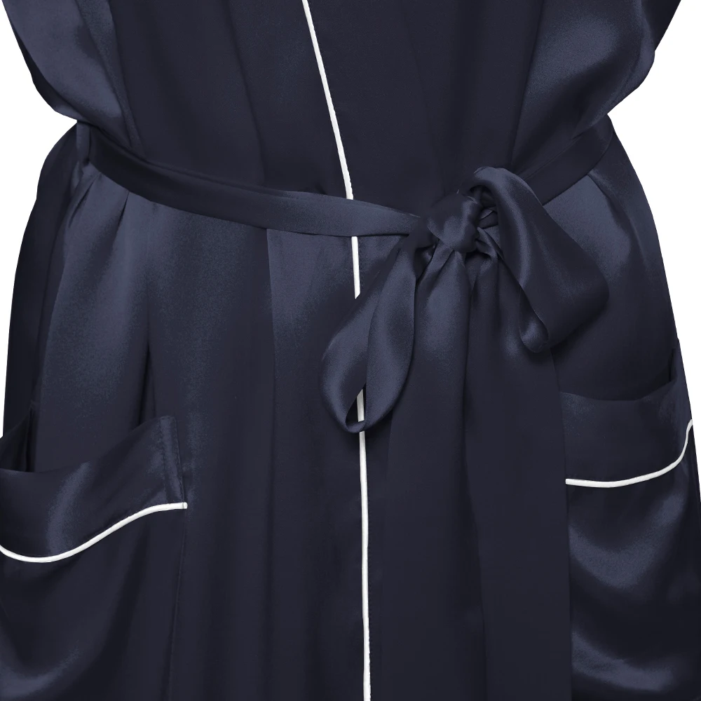 22 Momme Contra Trim And Full Length Silk Robe