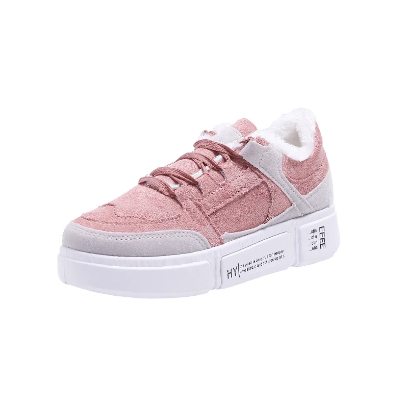 Tenis feminino/Новинка года; женская теплая плюшевая спортивная обувь; зимняя Женская теннисная обувь; женские спортивные кроссовки; недорогие кроссовки - Цвет: Розовый